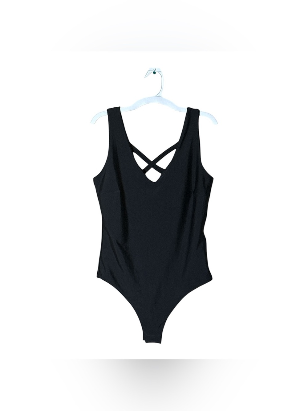 Gabrielle Union Classic Black One-Piece Swimsuit with Crisscross Back,Size S
